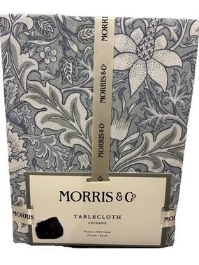 William MORRIS & Co Severne Blue Floral Cotton Tablecloth 70” Diameter ROUND